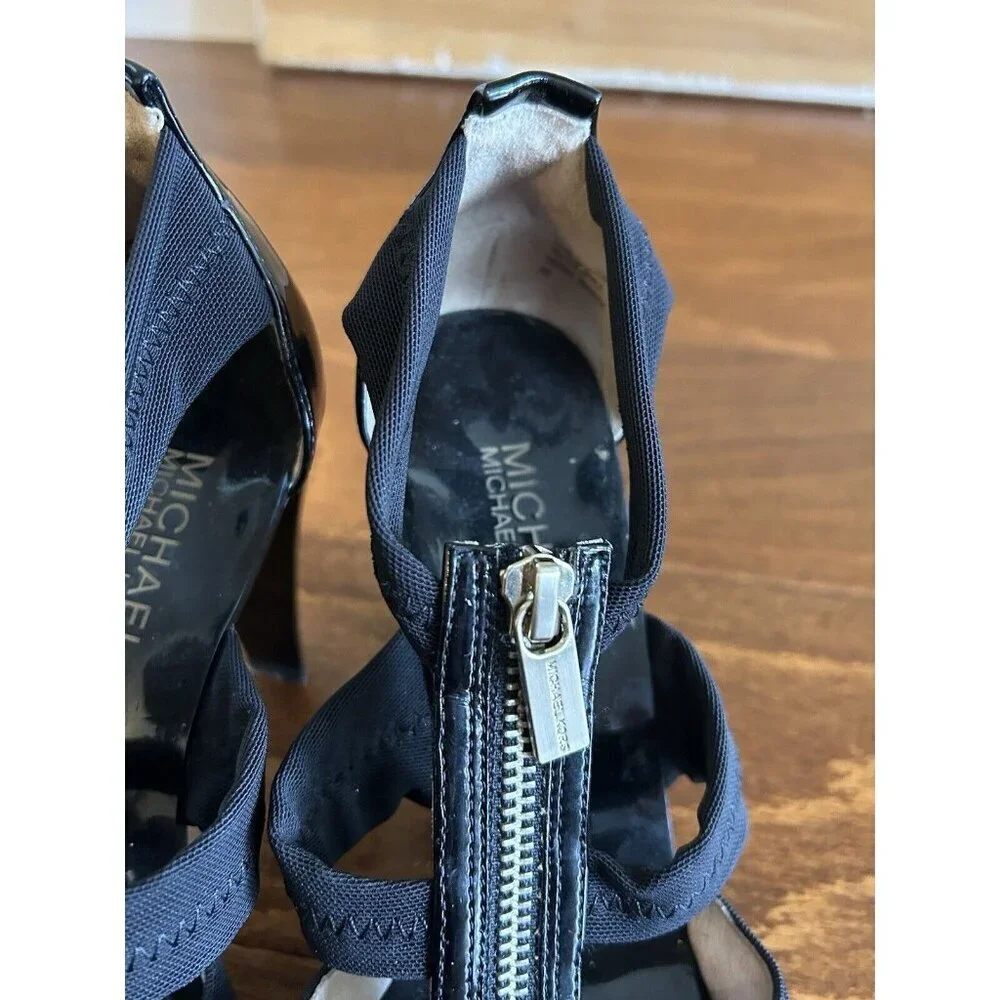 Michael by Michael Kors Womens Black Front Zipper Sexy Heels‎ Size 7 M Open Toe